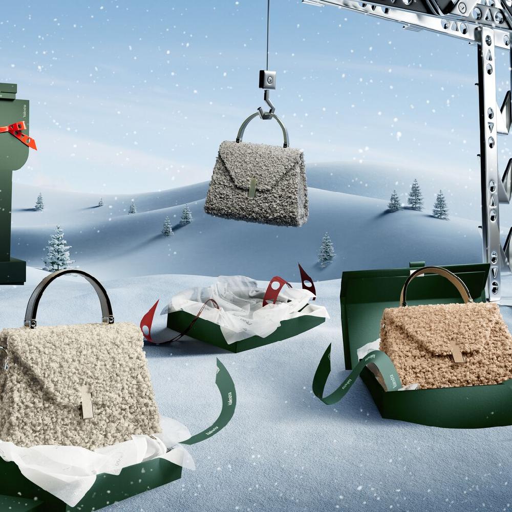 Valextra Borsa a mano da Donna di Lusso in Shearling Beige | Valextra Iside In Vendita