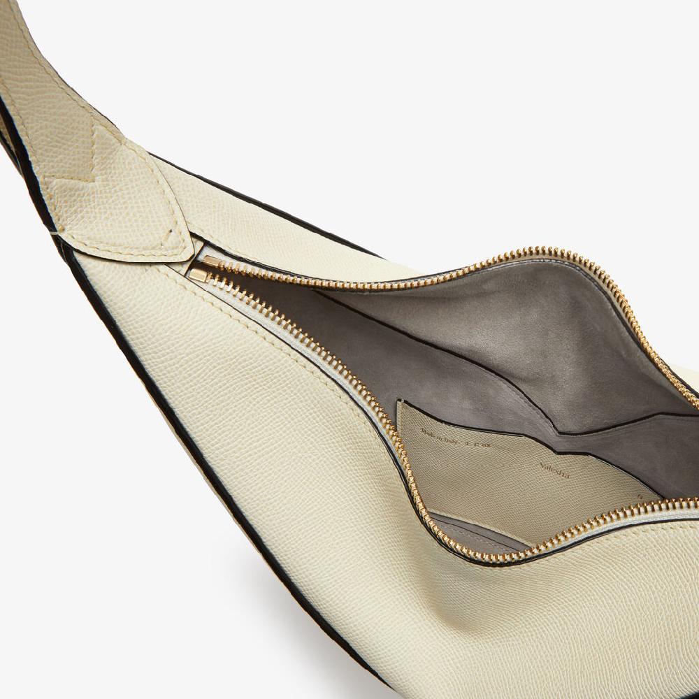 Valextra Borsa Hobo Vivi Mini | Pelle di vitello Millepunte Soft | Bianco Pergamena | Valextra Moda