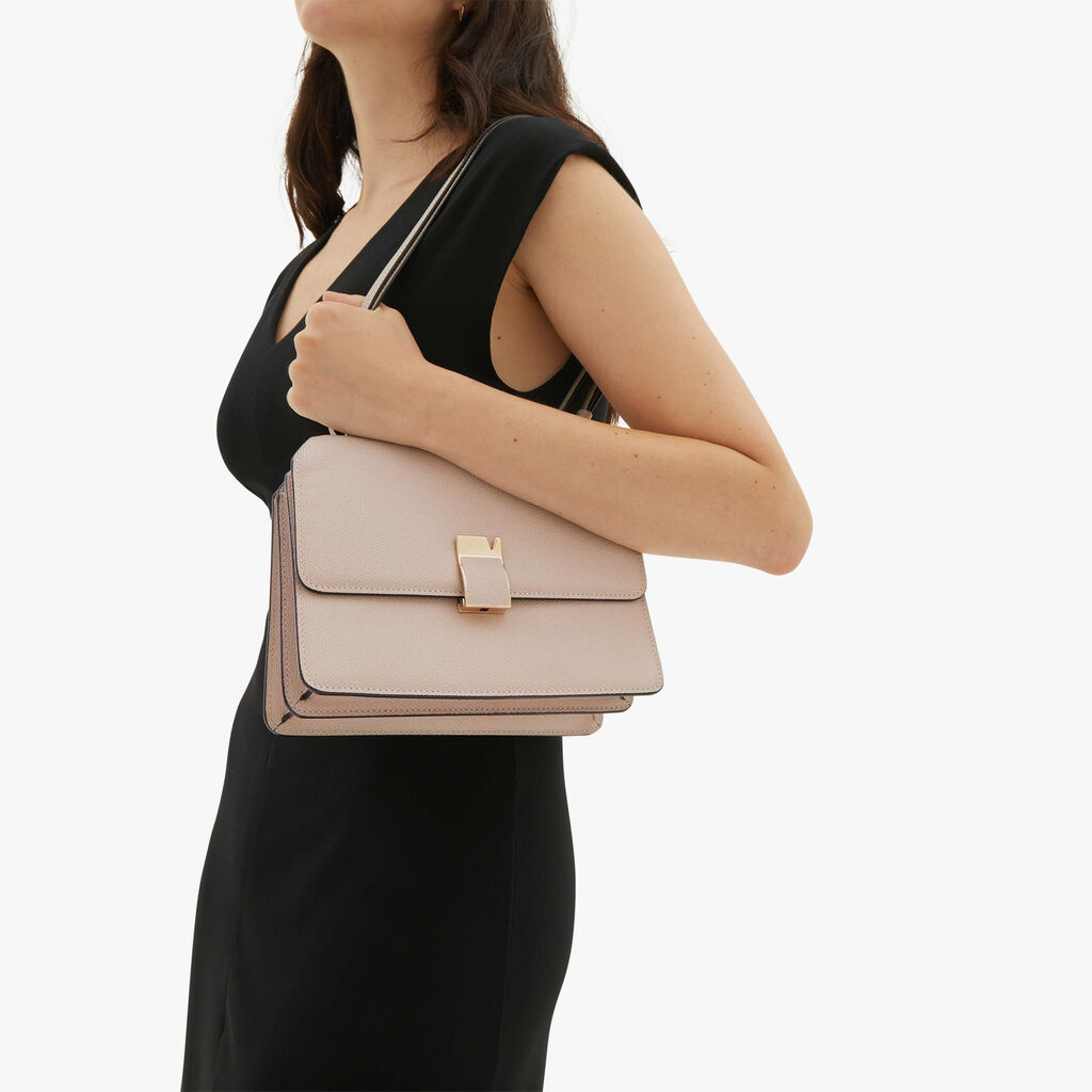 Valextra Borsa a tracolla Media in Pelle Rosa Nude | Valextra NoLo Italy