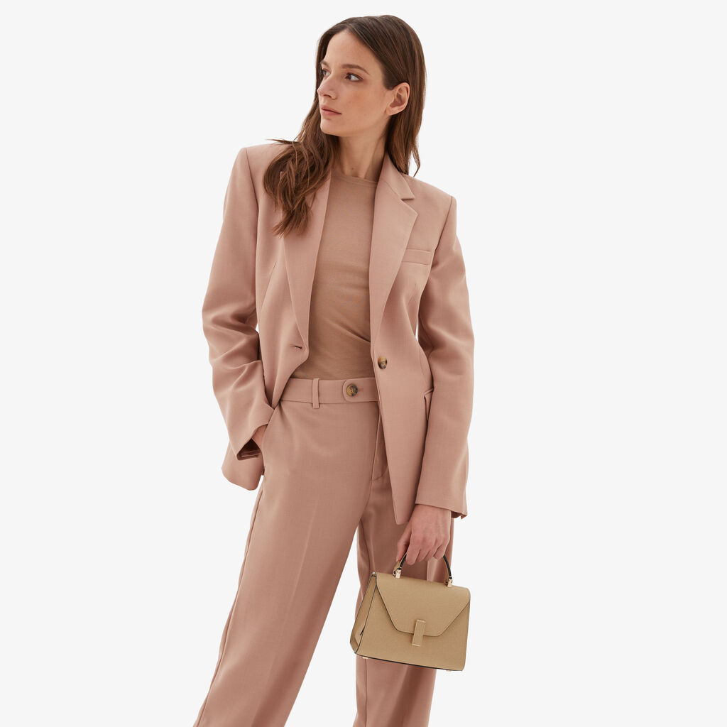 Valextra Borsetta in Pelle Beige con tracolla | Valextra Iside Qualità