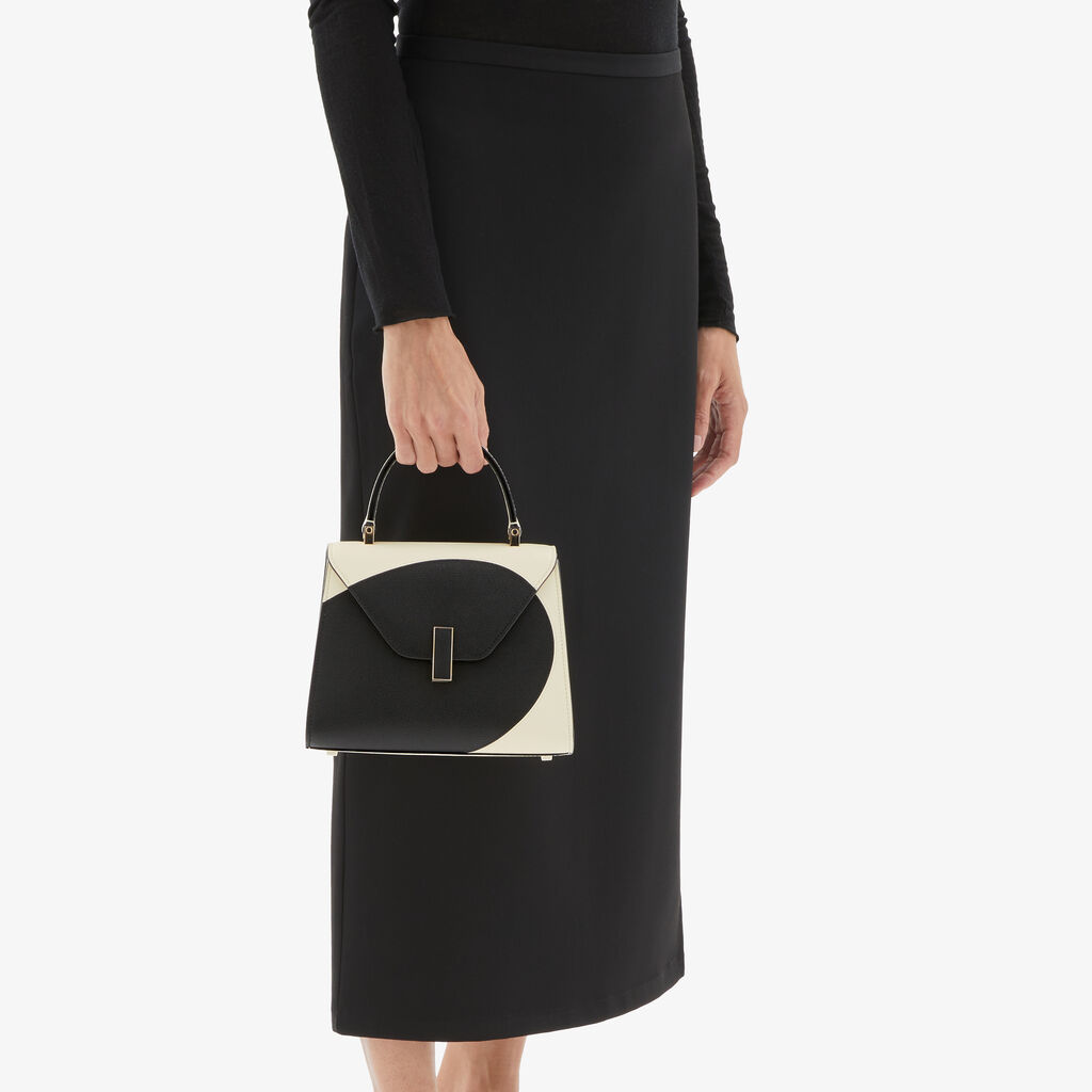 Valextra Borsa a mano da Donna Mini in Pelle Bianca e Nera | Valextra Iside Promozione