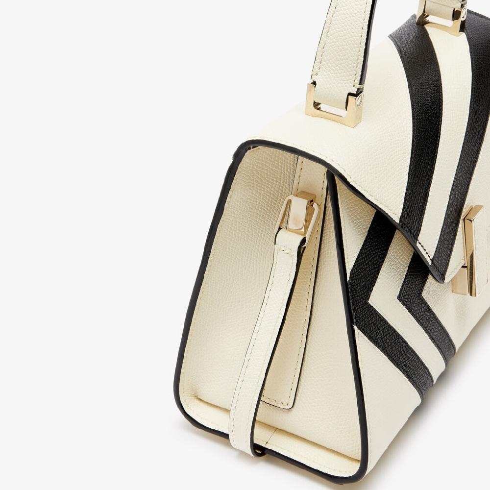 Valextra Borsa a mano Donna Pelle intarsia Bianca e Nera | Valextra Iside Spedizione Gratuita