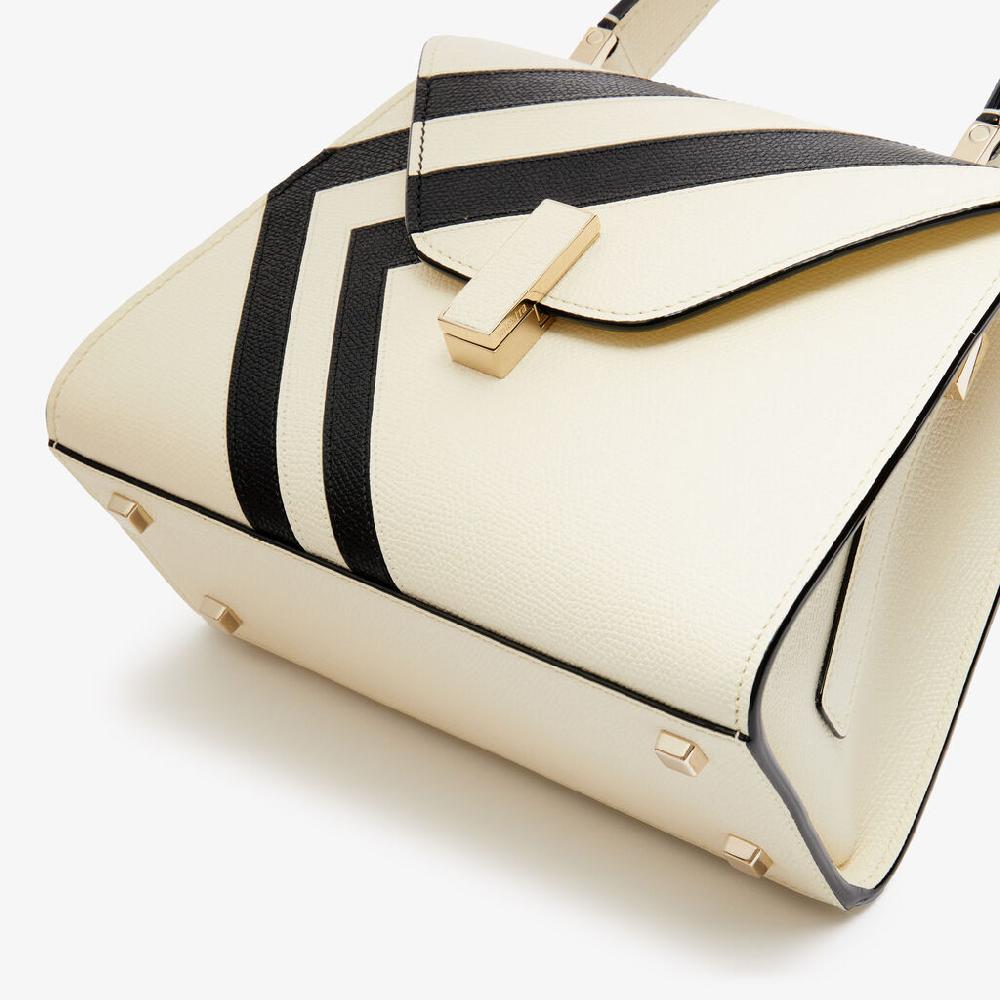 Valextra Borsa a mano Donna Pelle intarsia Bianca e Nera | Valextra Iside Spedizione Gratuita