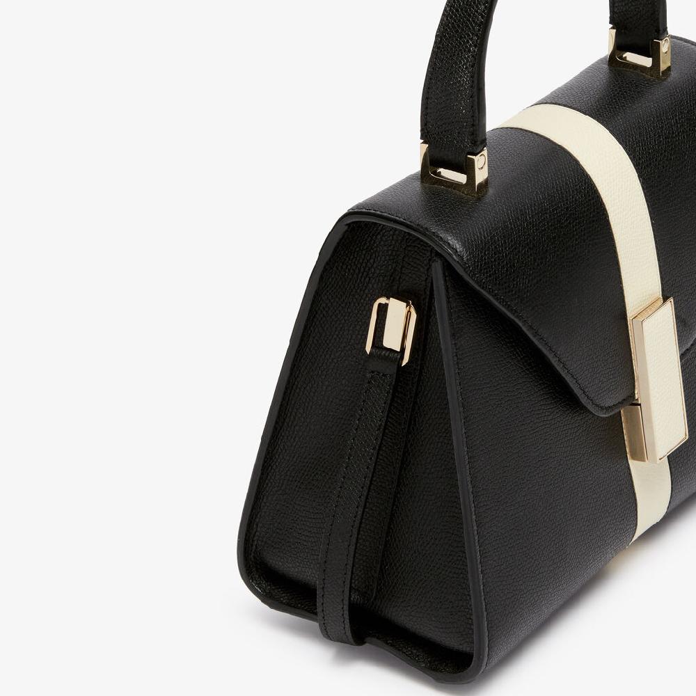 Valextra Borsetta a mano Donna Pelle intarsia Nera e Bianca | Valextra Iside Soddisfazione Garantita