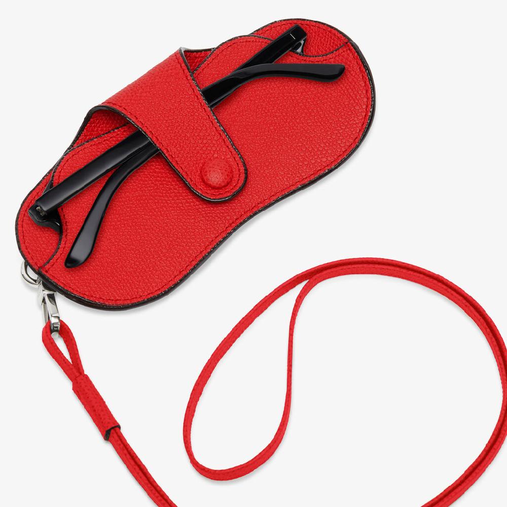 Valextra Porta occhiali da Donna con tracolla in Pelle Rossa | Valextra Presa