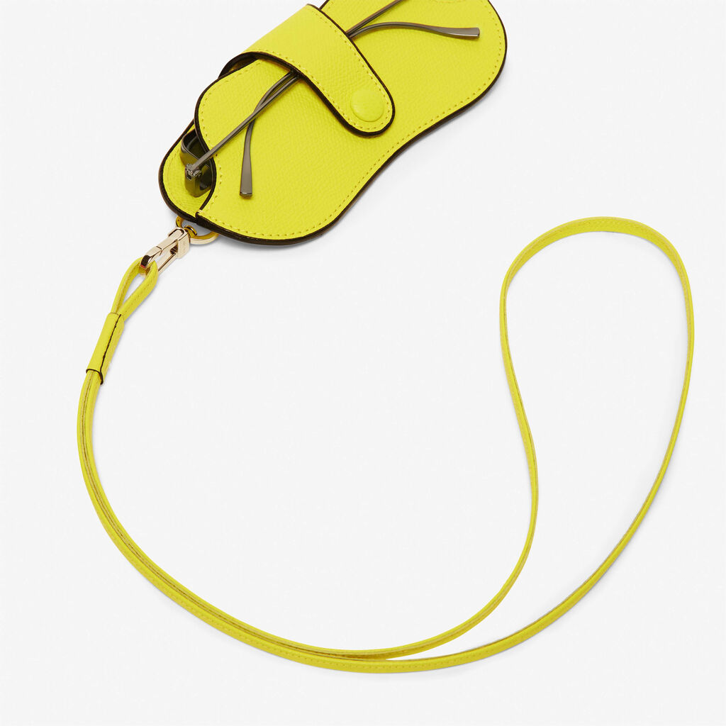 Valextra Custodia occhiali in Pelle Gialla Lime | Valextra Sconto