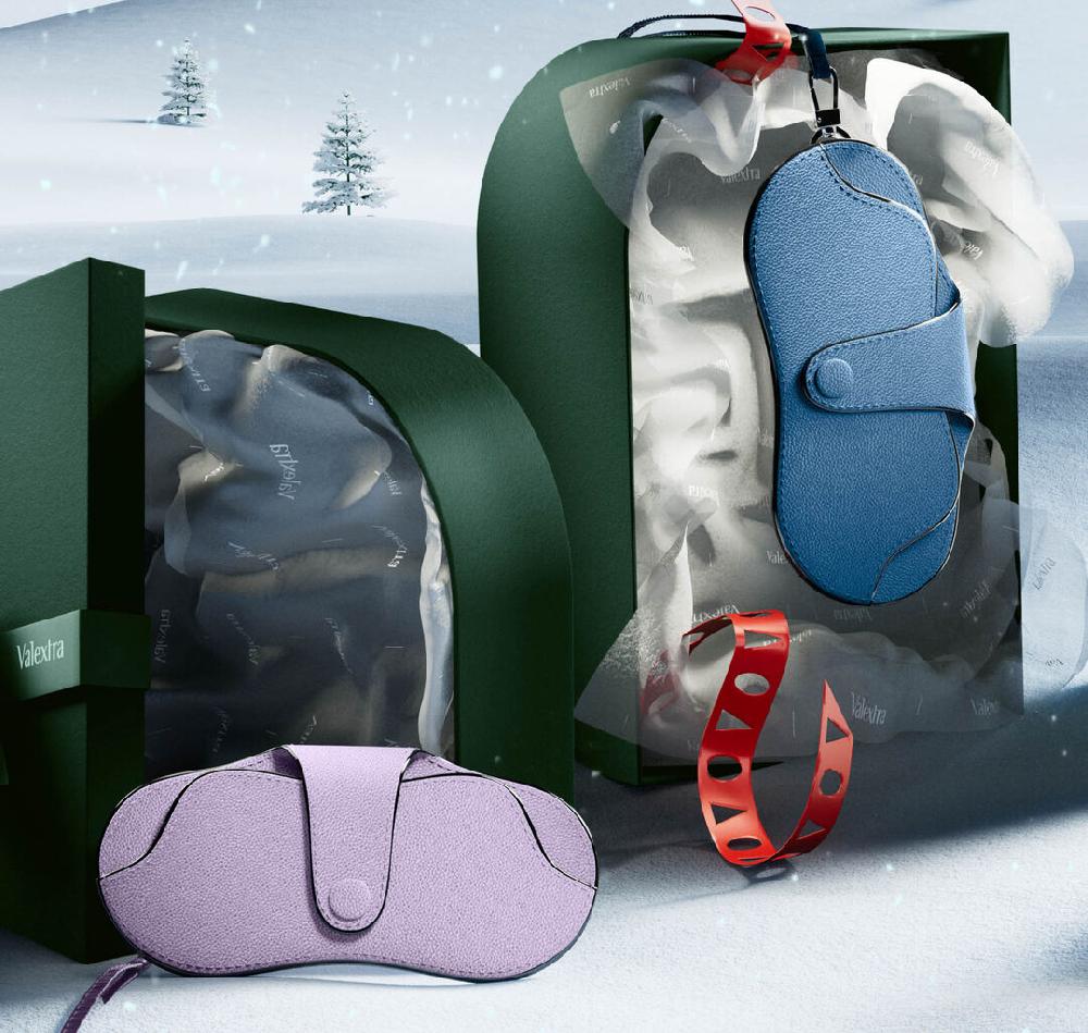 Valextra Custodia occhiali da Donna in Pelle Azzurra di Lusso | Valextra Offerta