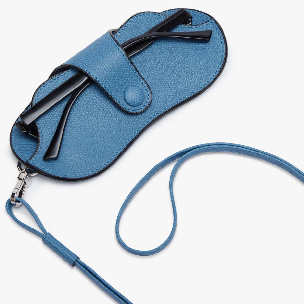Valextra Custodia occhiali da Donna in Pelle Azzurra di Lusso | Valextra Offerta