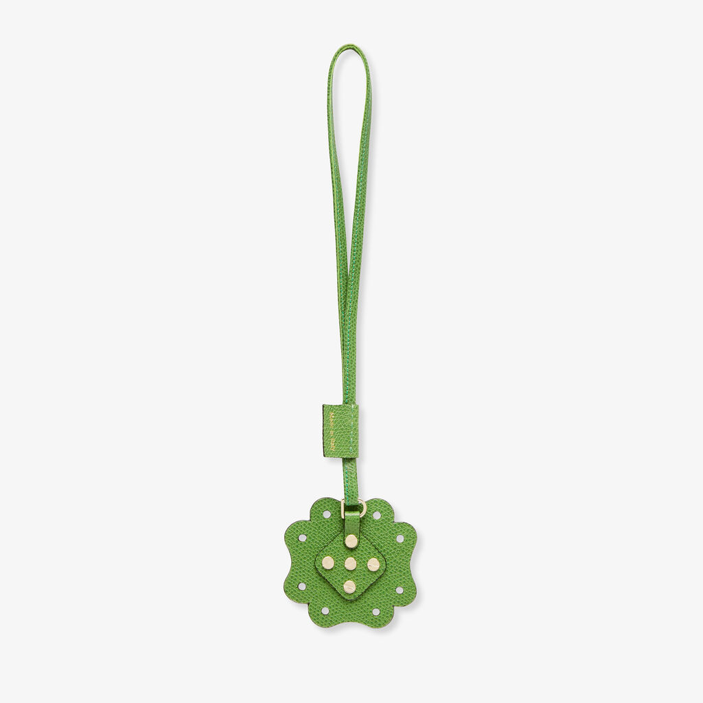Valextra Charm Engineering Beauty Quadrifoglio | Pelle di vitello Millepunte | Verde Prato | Valextra Offerte