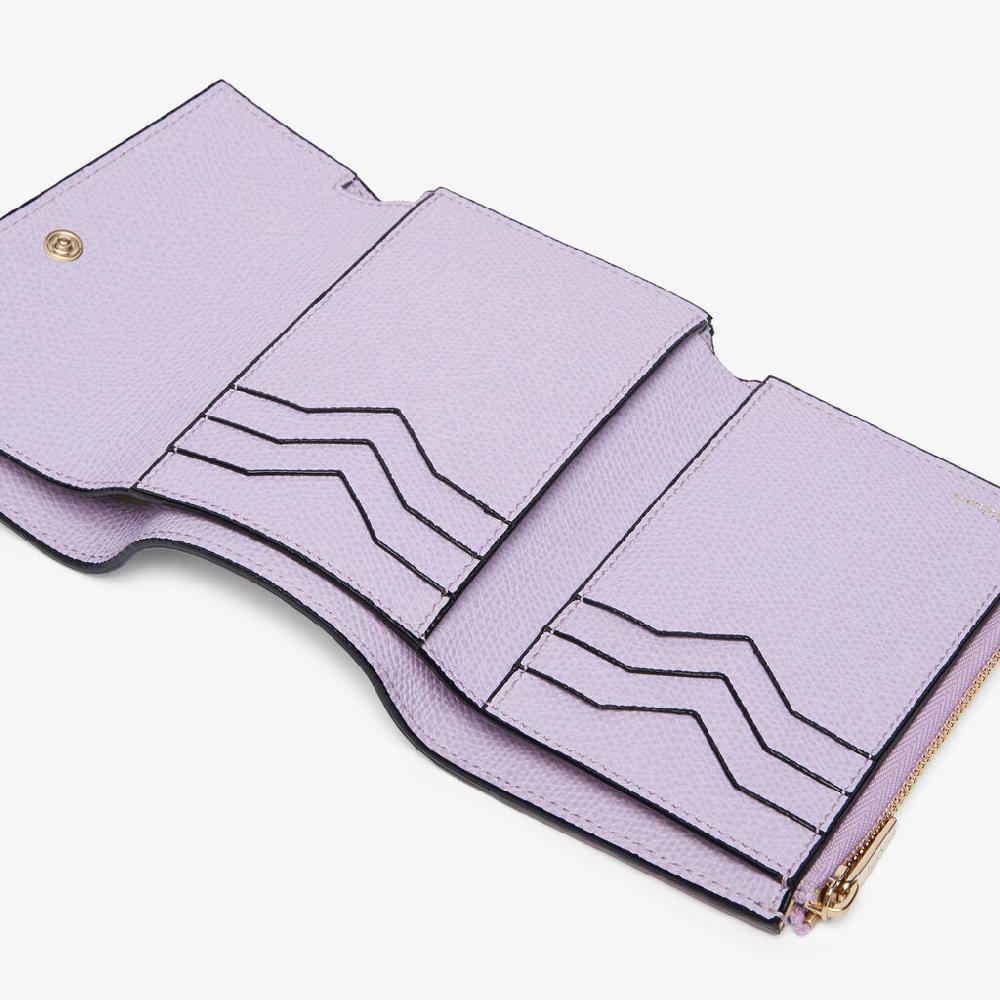 Valextra Portafoglio piccolo da Donna di Lusso in Pelle Lilla | Valextra Pocket Vendita Calda