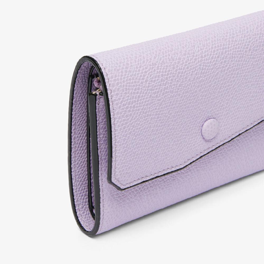 Valextra Portafoglio piccolo da Donna di Lusso in Pelle Lilla | Valextra Pocket Vendita Calda