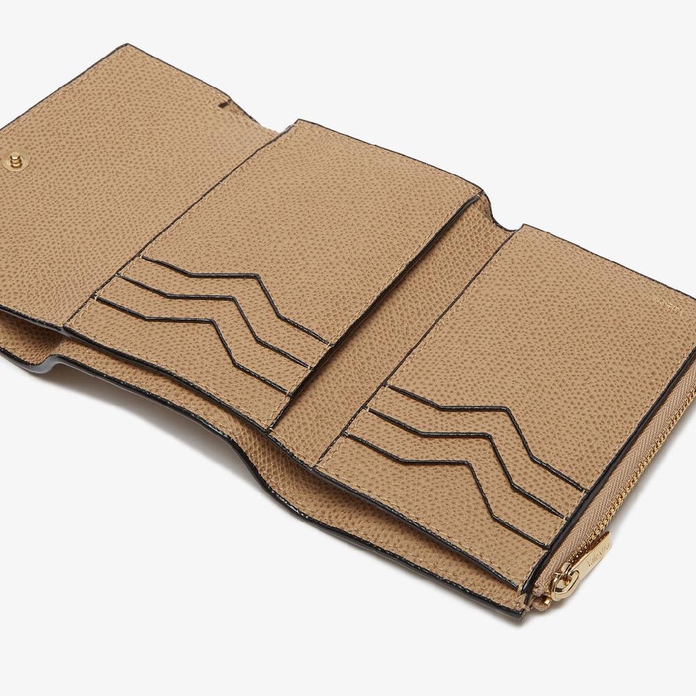 Valextra Portafoglio piccolo di Lusso in Pelle Beige | Valextra Pocket Saldi Di Fabbrica