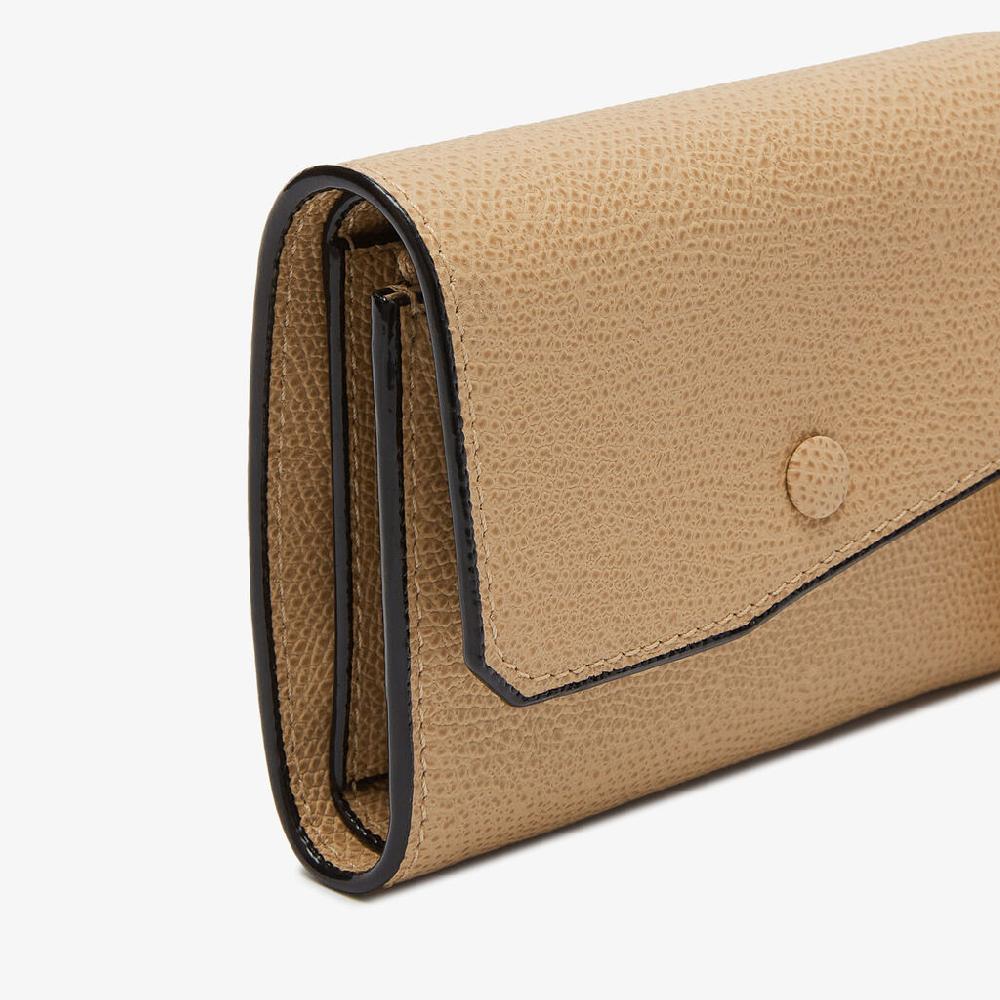 Valextra Portafoglio piccolo di Lusso in Pelle Beige | Valextra Pocket Saldi Di Fabbrica