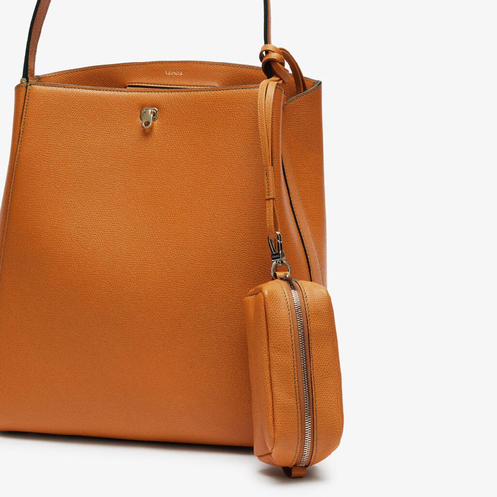 Valextra Trousse da Donna in Pelle Marrone con tracolla | Valextra In Saldo