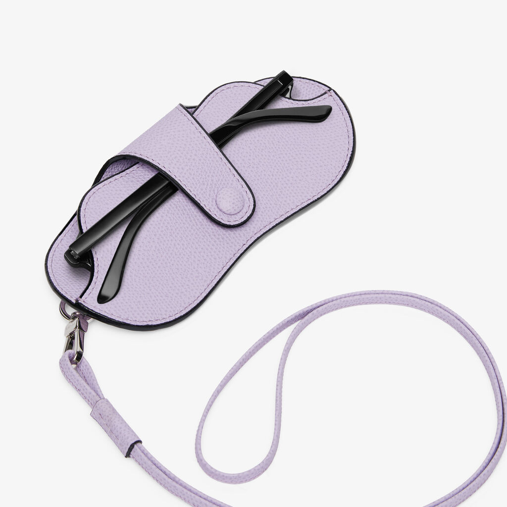 Valextra Custodia occhiali da Donna con laccio di Lusso in Pelle Lilla | Valextra Moda