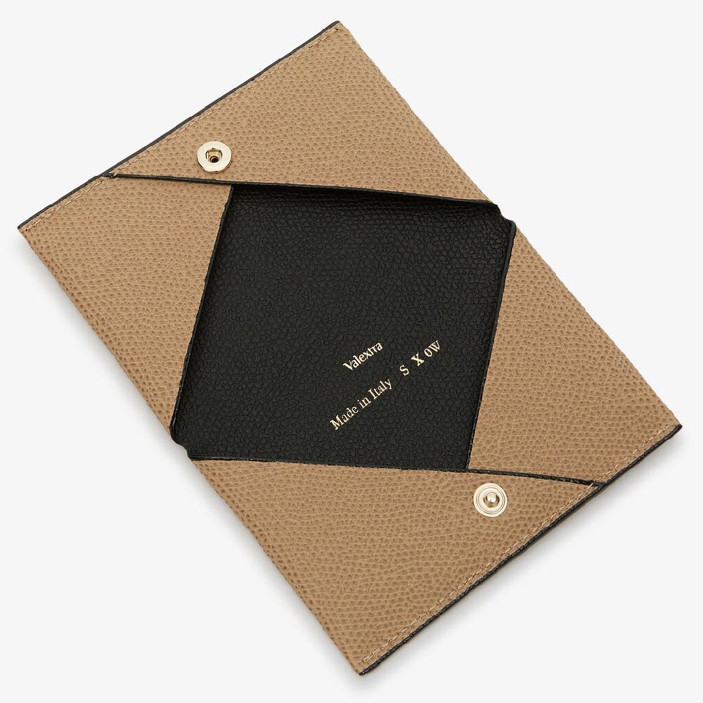 Valextra Porta carte piccolo di Lusso in Pelle Beige e Nera | Valextra Nuovo