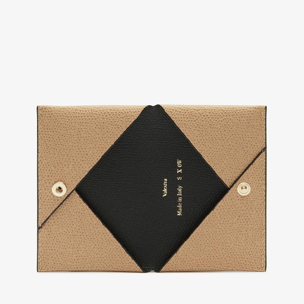 Valextra Porta carte piccolo di Lusso in Pelle Beige e Nera | Valextra Nuovo