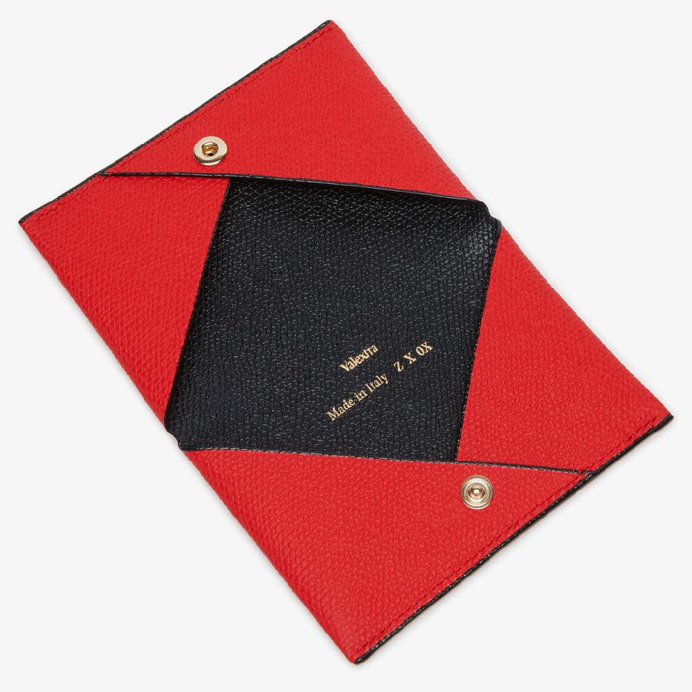 Valextra Porta carte con bottone da Donna in Pelle Rossa e Nera | Valextra Qualità