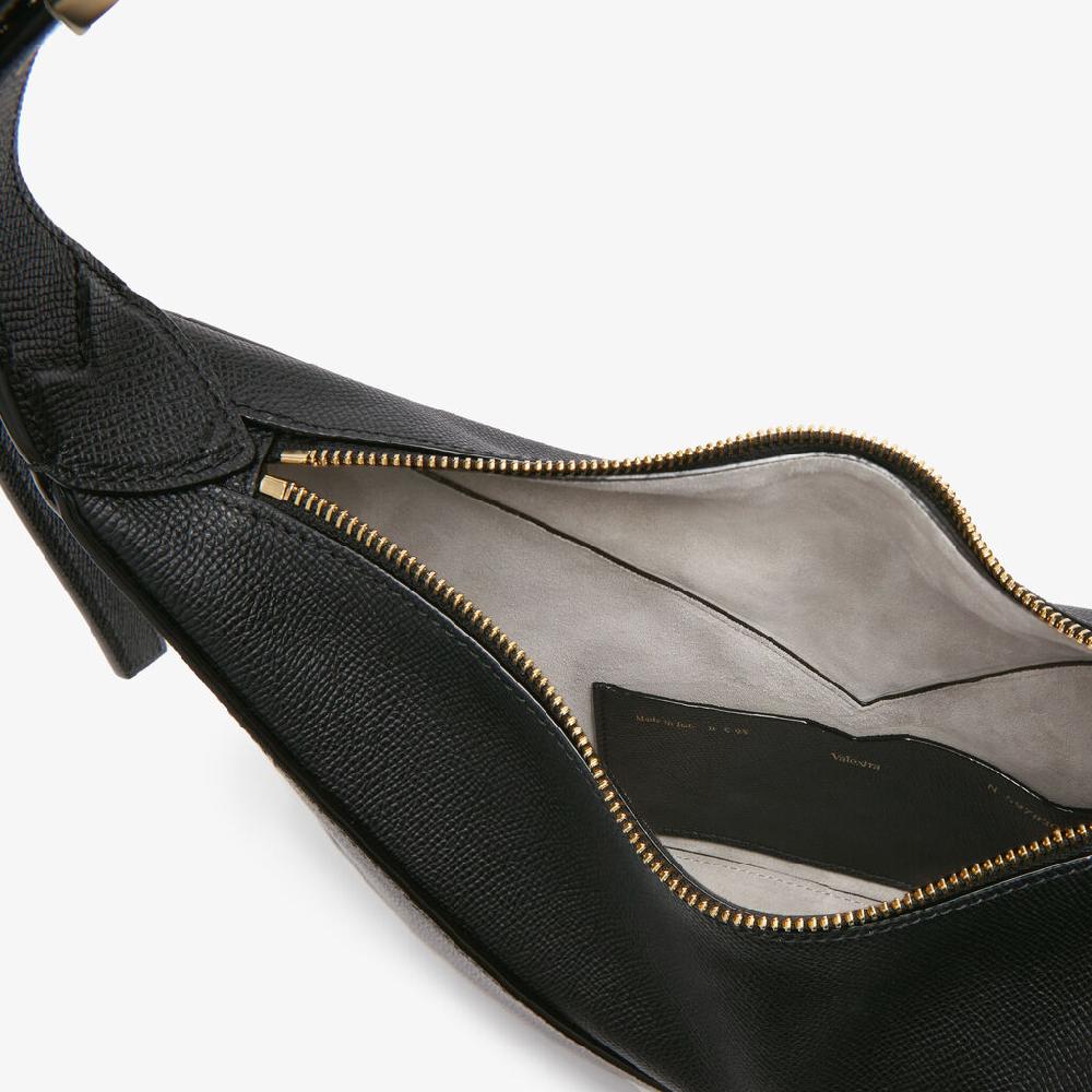 Valextra Borsa Hobo Vivi Mini | Pelle di vitello Millepunte Soft | Nero | Valextra Qualità Garantita