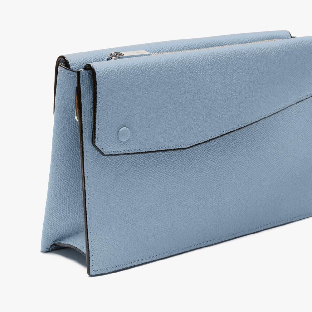Valextra Borsa a tracolla da Uomo in Pelle Azzurra | Valextra Pocket Acquista Ora