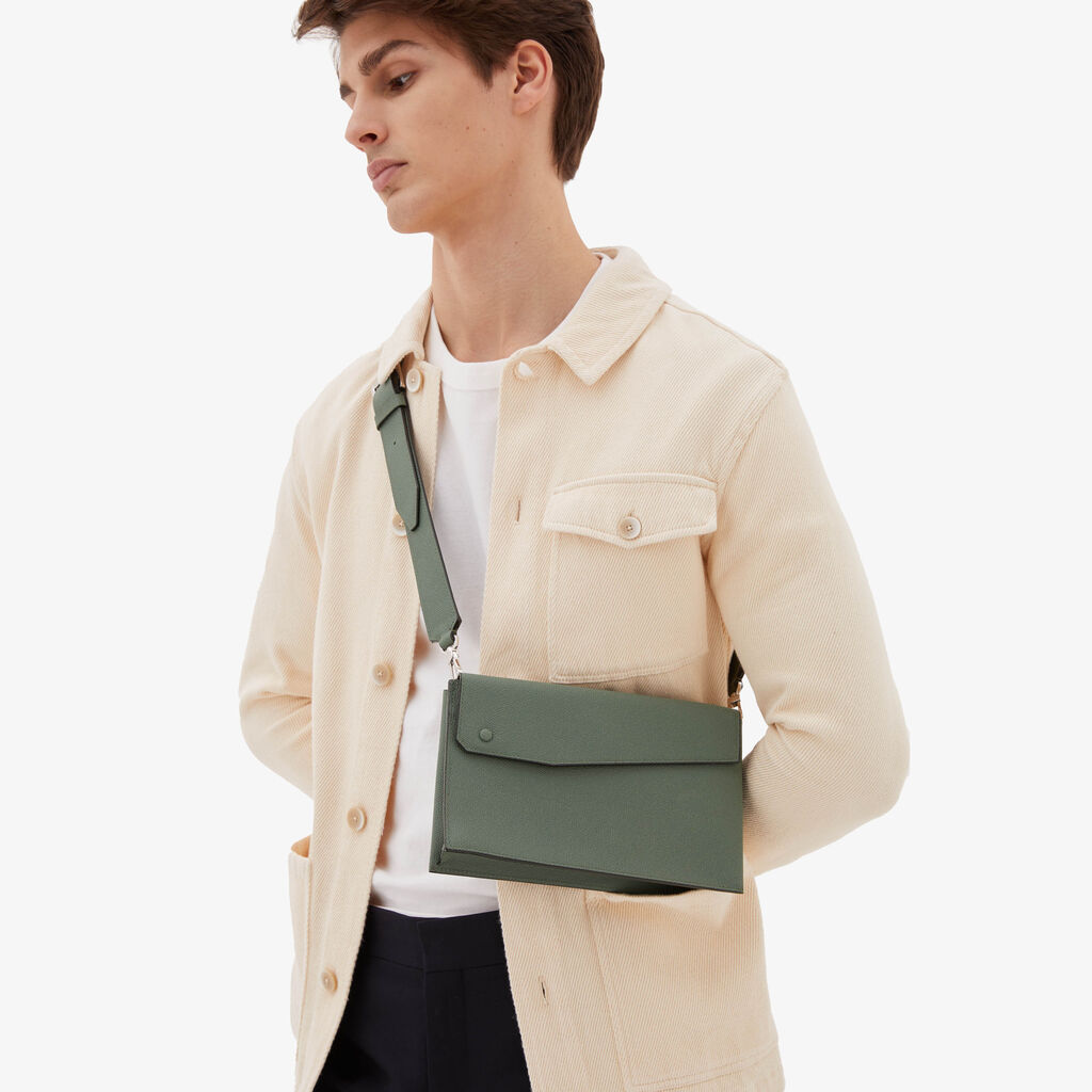 Valextra Borsa a tracolla da Uomo in Pelle Verde | Valextra Pocket Promozione Limitata