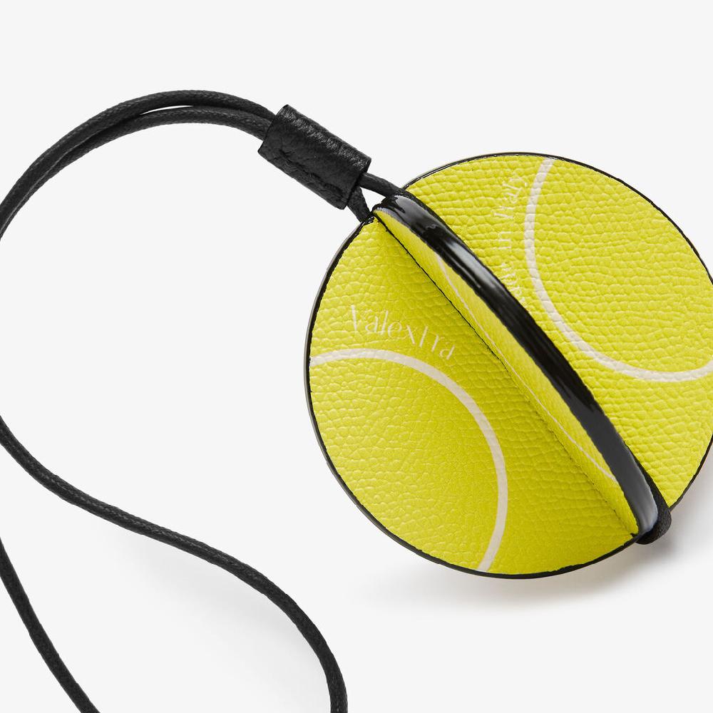 Valextra Charm palla da tennis Donna in Pelle Gialla e Nera | Valextra Affare Del Giorno
