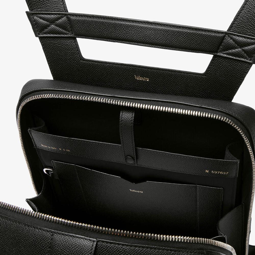 Valextra Zaino V-Line | Pelle di vitello Millepunte Soft | Nero | Valextra Prezzo Ridotto