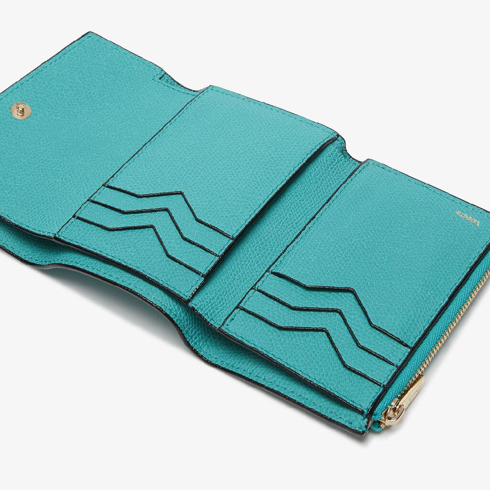 Valextra Portafoglio da Donna di Lusso in Pelle Azzurra | Valextra Pocket Only for today