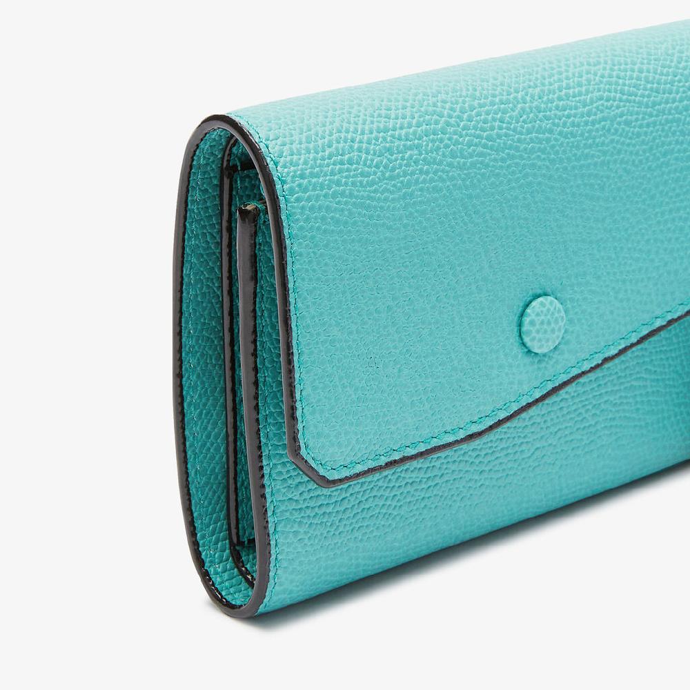 Valextra Portafoglio da Donna di Lusso in Pelle Azzurra | Valextra Pocket Only for today