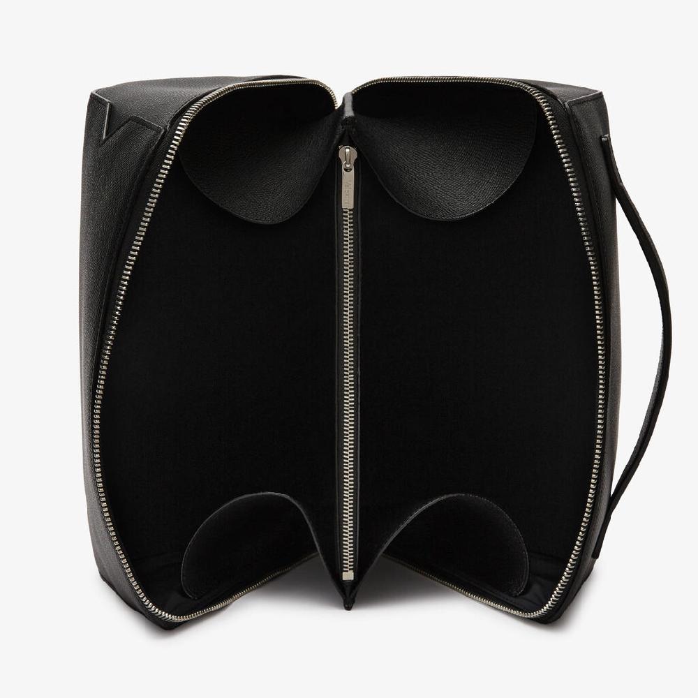 Valextra Beauty case da Uomo di Lusso in Pelle Nera | Valextra V-Line Sconto