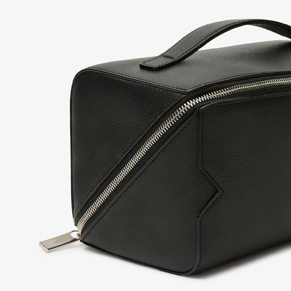 Valextra Beauty case da Uomo di Lusso in Pelle Nera | Valextra V-Line Sconto