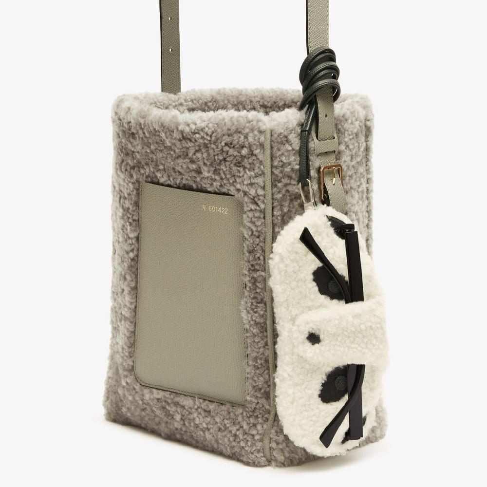 Valextra PORTA OCCHIALI CON TRACOLLA MONTONE RICAMO PANDA/VITELLO VS PALLADIO Offerta