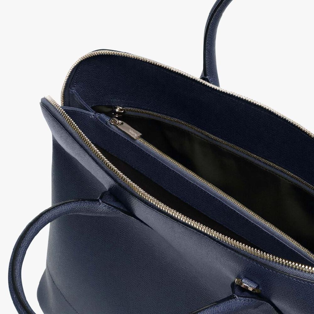 Valextra Borsa tote da ufficio in Pelle Blu | Valextra My Logo Online