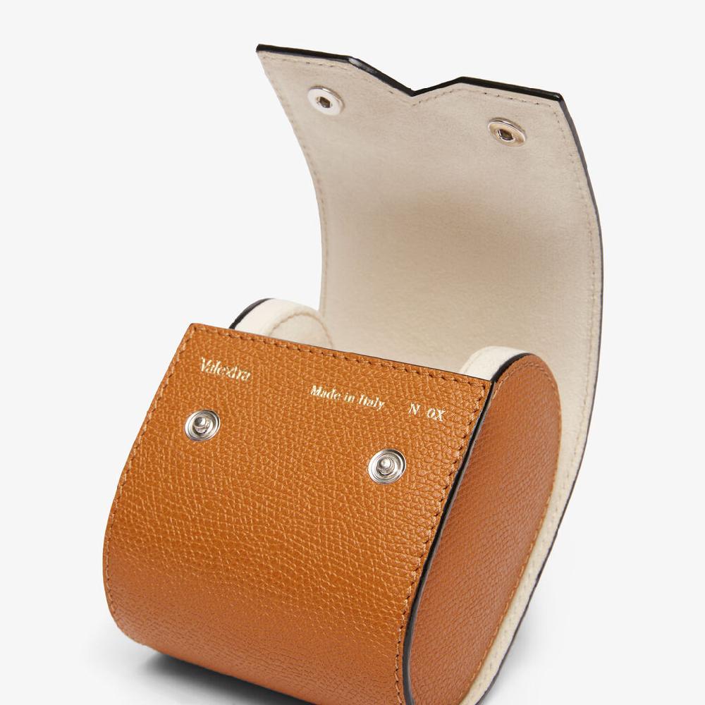Valextra Porta orologio singolo di Lusso in Pelle Marrone | Valextra V-Line Outlet