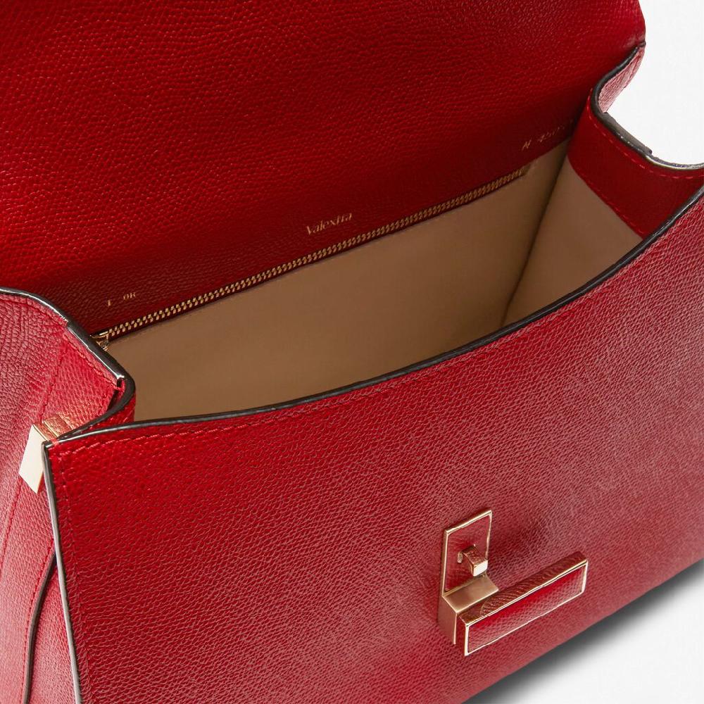 Valextra Valextra Iside: Borsa a mano Media in Pelle Rossa Vendita Calda