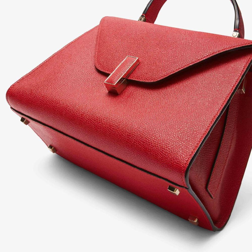 Valextra Valextra Iside: Borsa a mano Media in Pelle Rossa Vendita Calda