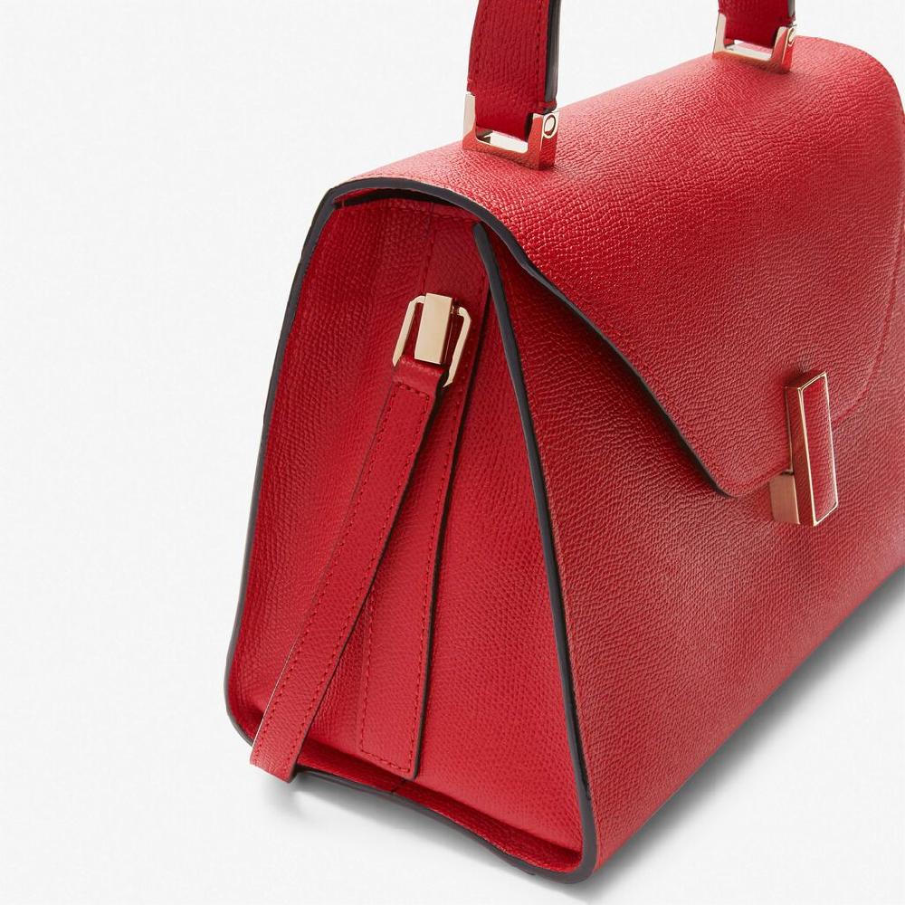 Valextra Valextra Iside: Borsa a mano Media in Pelle Rossa Vendita Calda