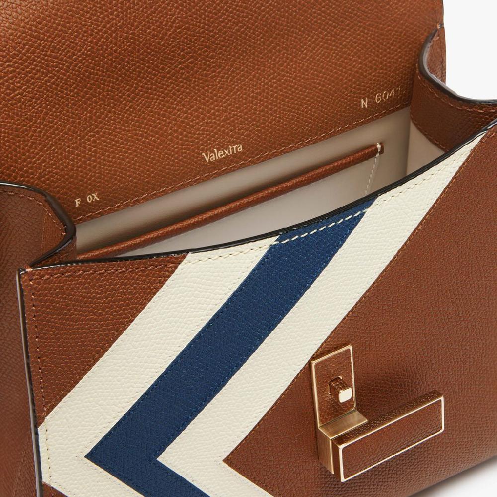 Valextra Borsetta da Donna Pelle intarsia Marrone e Bianca | Valextra Iside Vendite Flash