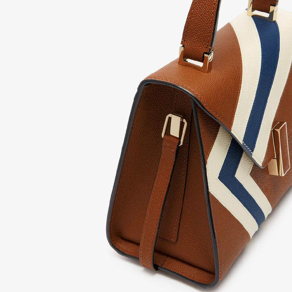Valextra Borsetta da Donna Pelle intarsia Marrone e Bianca | Valextra Iside Vendite Flash