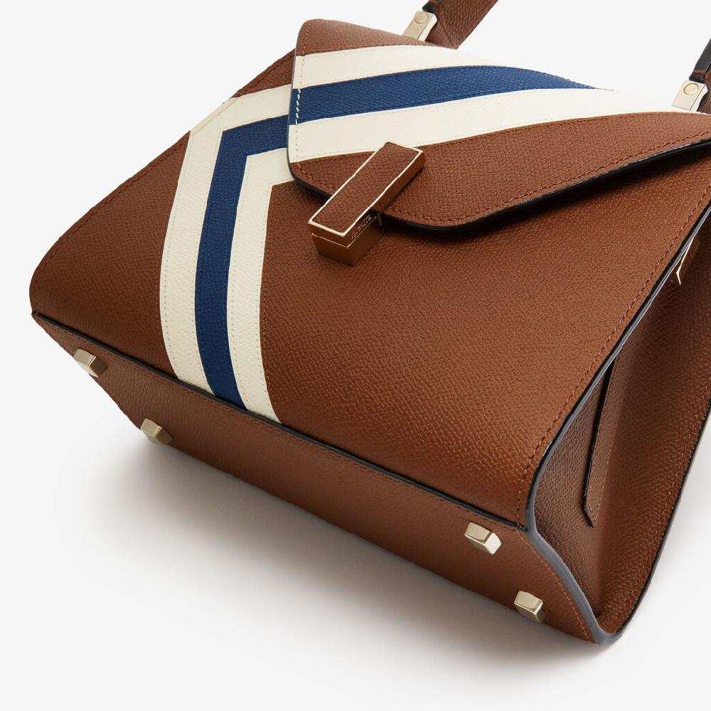 Valextra Borsetta da Donna Pelle intarsia Marrone e Bianca | Valextra Iside Vendite Flash