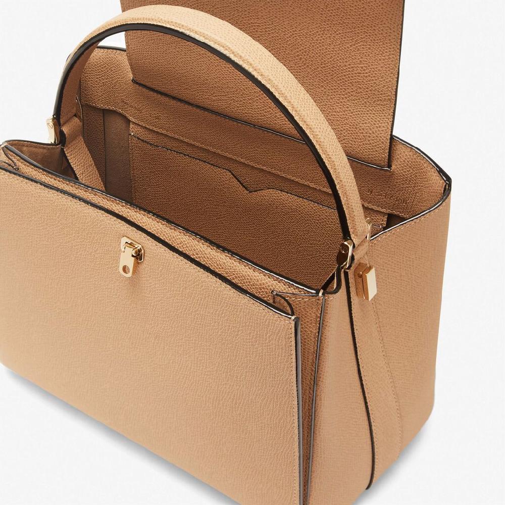 Valextra Borsetta a mano in Pelle Beige con tracolla | Valextra Brera In Linea