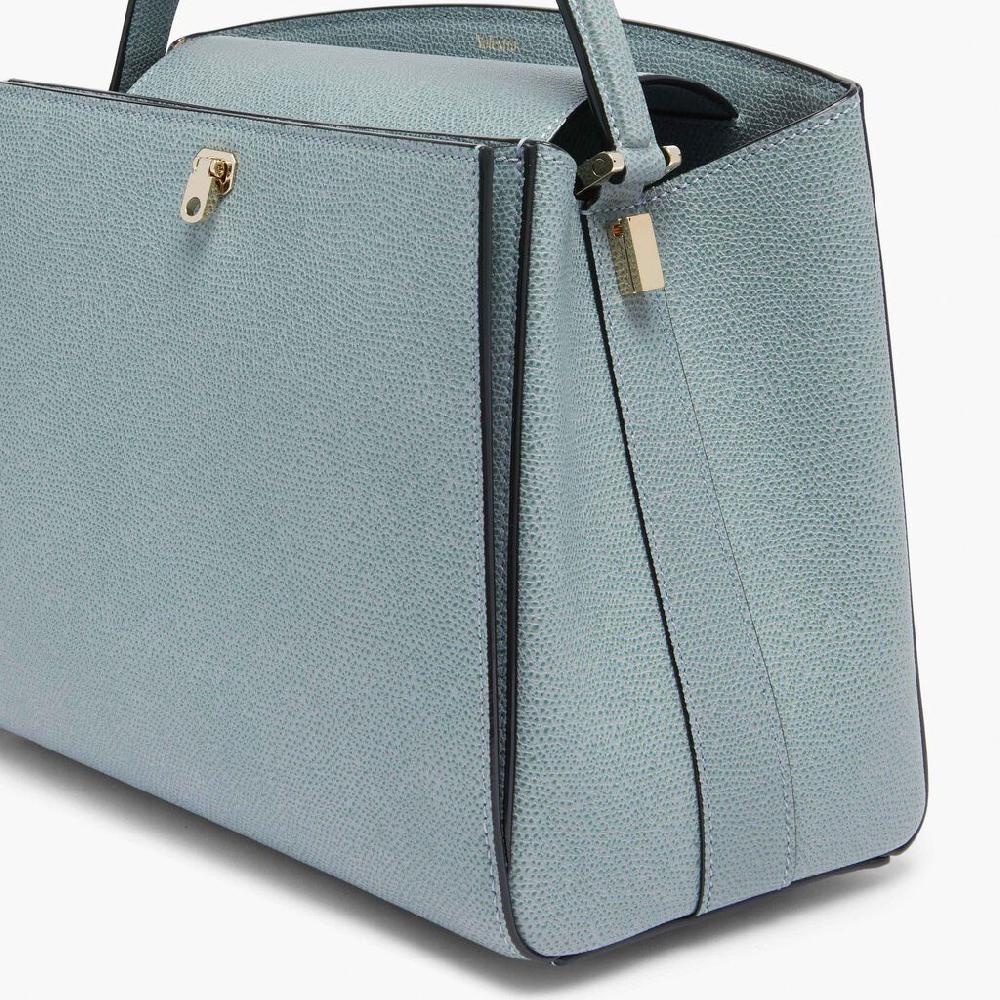Valextra Valextra Brera: Borsa a mano Media in Pelle Blu Qualità