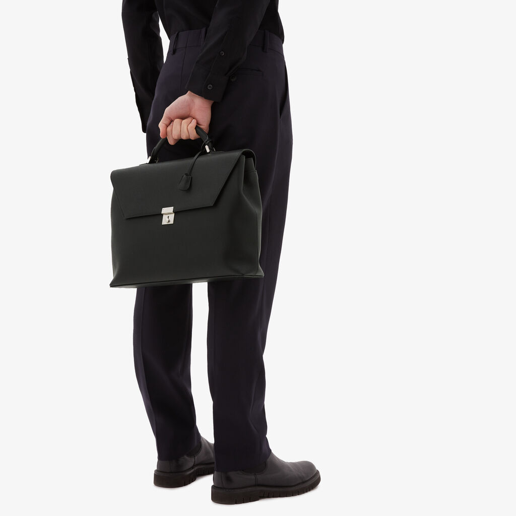 Valextra Valextra Avietta: Borsa business Media in Pelle Nera Vendita