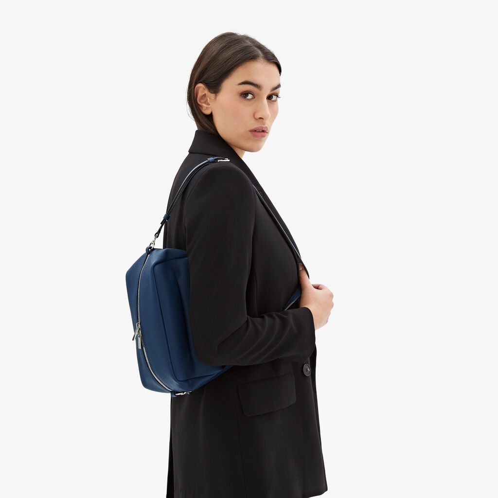 Valextra Borsa a tracolla da Donna di Lusso in Pelle Blu Zaffiro | Valextra Soddisfazione Garantita