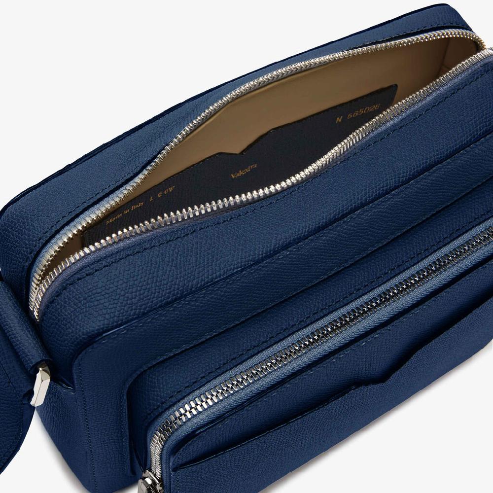Valextra Borsa reporter da Uomo in Pelle Blu Zaffiro | Valextra V-Line Consegna Veloce