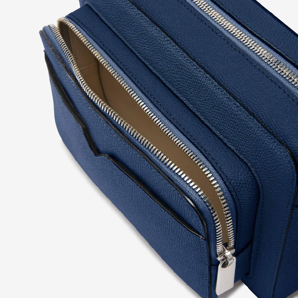 Valextra Borsa reporter da Uomo in Pelle Blu Zaffiro | Valextra V-Line Consegna Veloce
