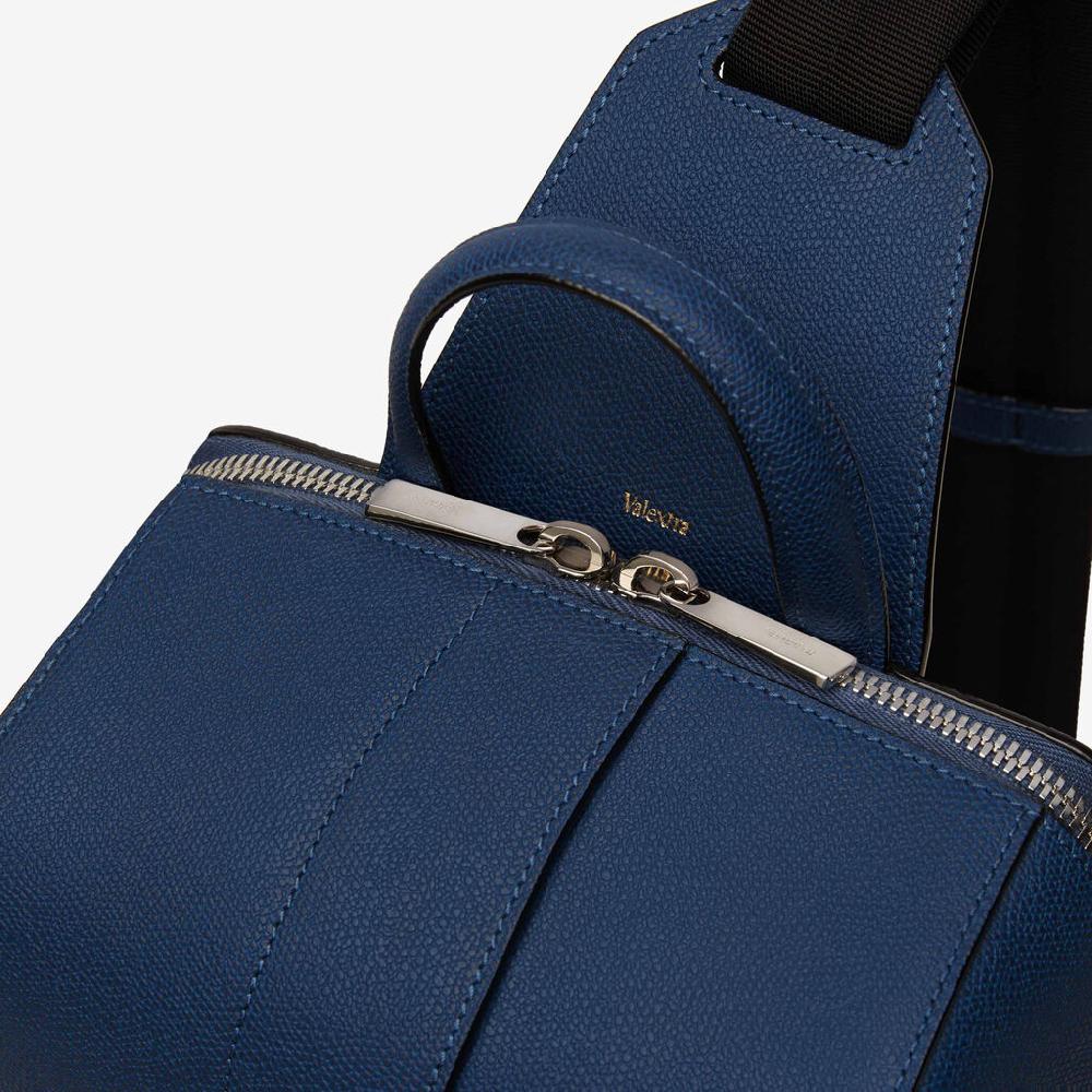 Valextra Zaino monospalla Uomo di Lusso in Pelle Blu | Valextra V-Line Affare Del Giorno