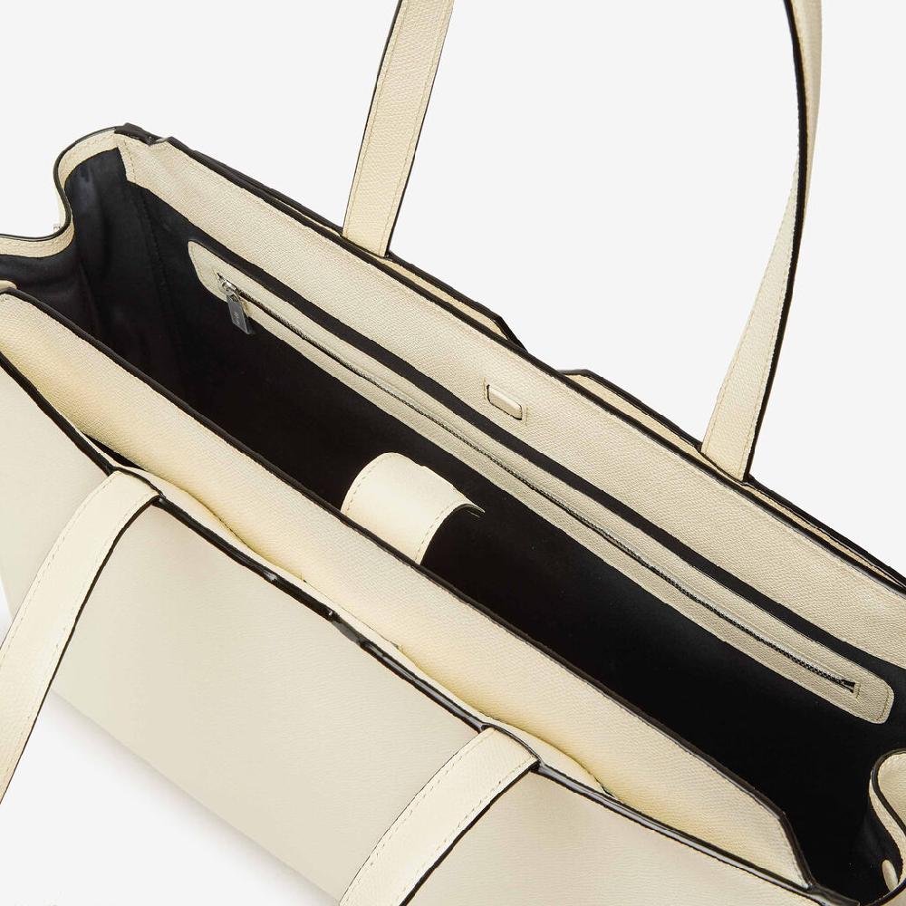 Valextra Shopping bag orizzontale da Uomo in Pelle Bianca | Valextra V-Line Offerta