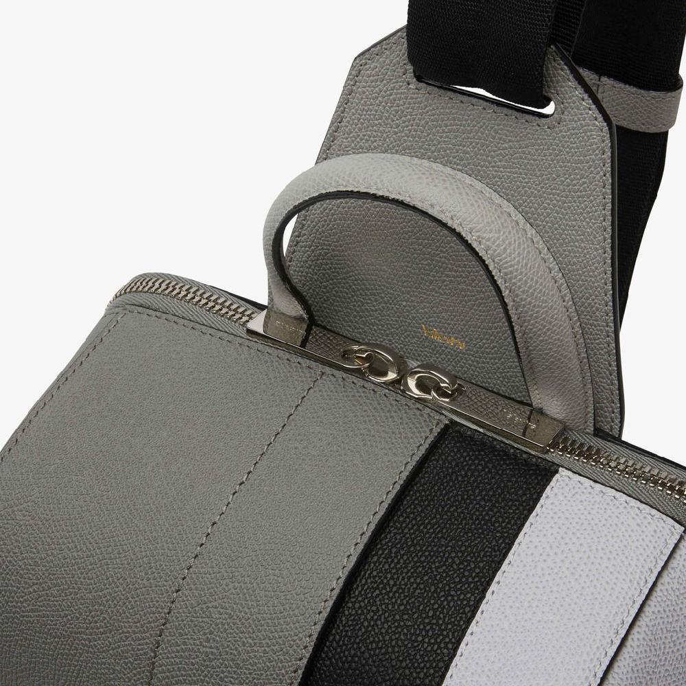 Valextra Zaino da Uomo di Lusso in pelle Grigia e Nera | Valextra V-Line Online