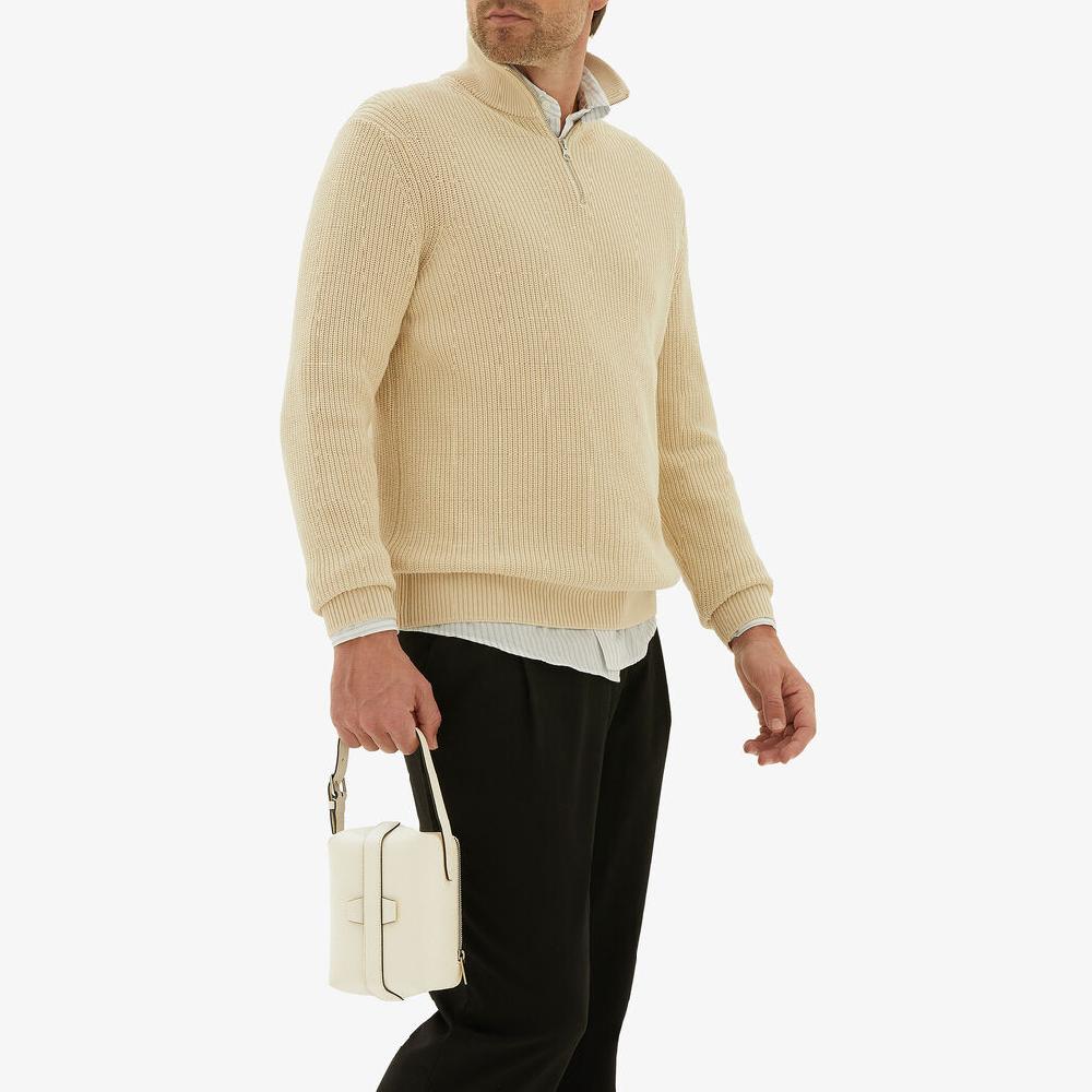Valextra Borsa a mano Mini in Pelle Bianca | Valextra Tric Trac Saldi Di Fabbrica